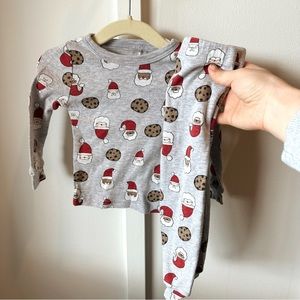 Santa & Cookies Christmas Pajamas Set Top and Bottoms Black + White Santas 12M